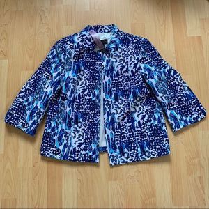 New Blue & White Printed Investments Blazer Size 6